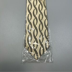 Vesuvio Napoli Men's Beige and Black Geometric Design Necktie Made of Pure Silk.